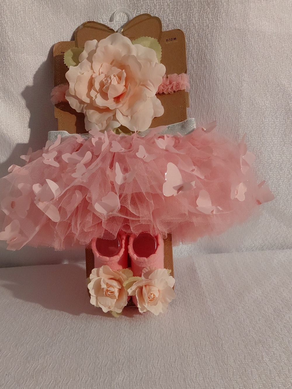 First Steps Baby Pink Tutu Booties 3 Pc Set Skirt & Flower Shoe Set - Kids Shoes